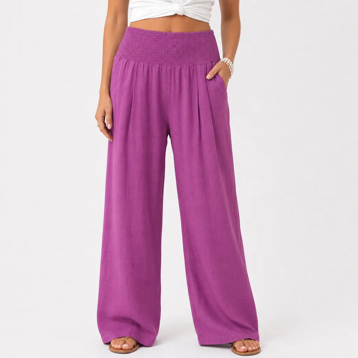 Marguerite | Women's Fall Boho Wide Leg Sweatpants - Color:Purple;Size:XS
