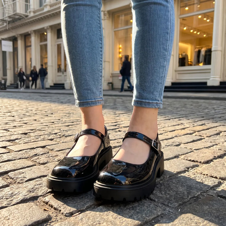 Marguerite | Womens Platform Mary Jane Shoes - Color:Black;Size:35