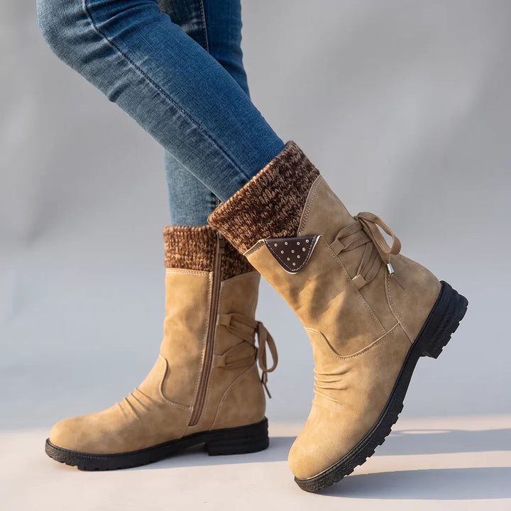 Marianne | Women's Orthopedic Mid-Calf Boots  - Color:Beige;Size:35