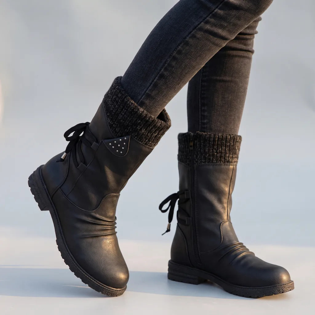 Marianne | Women's Orthopedic Mid-Calf Boots  - Color:Black;Size:35