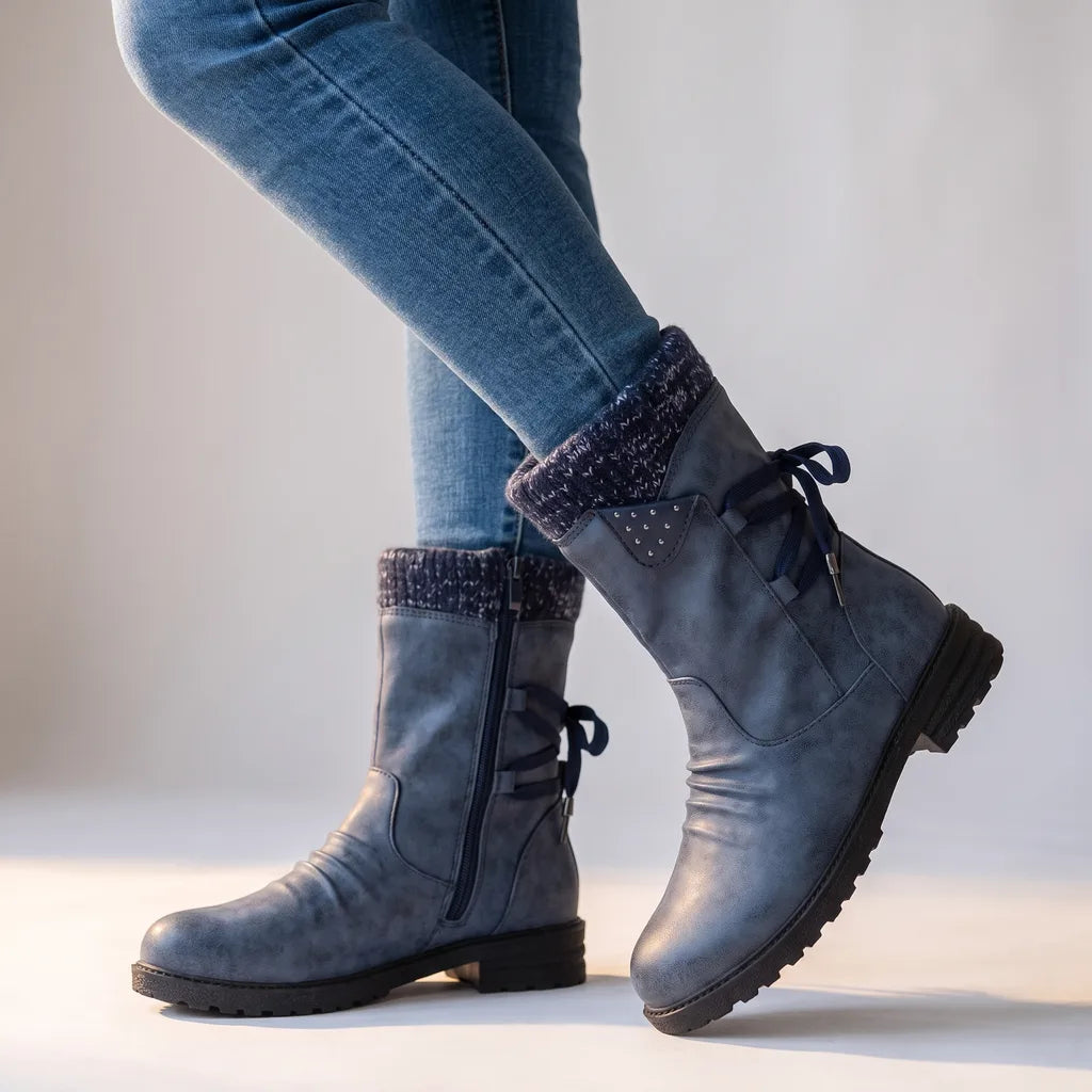Marianne | Women's Orthopedic Mid-Calf Boots  - Color:Blue;Size:35