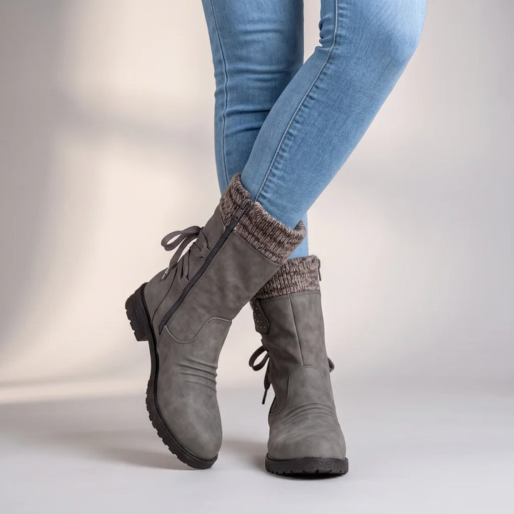 Marianne | Women's Orthopedic Mid-Calf Boots  - Color:Gray;Size:35