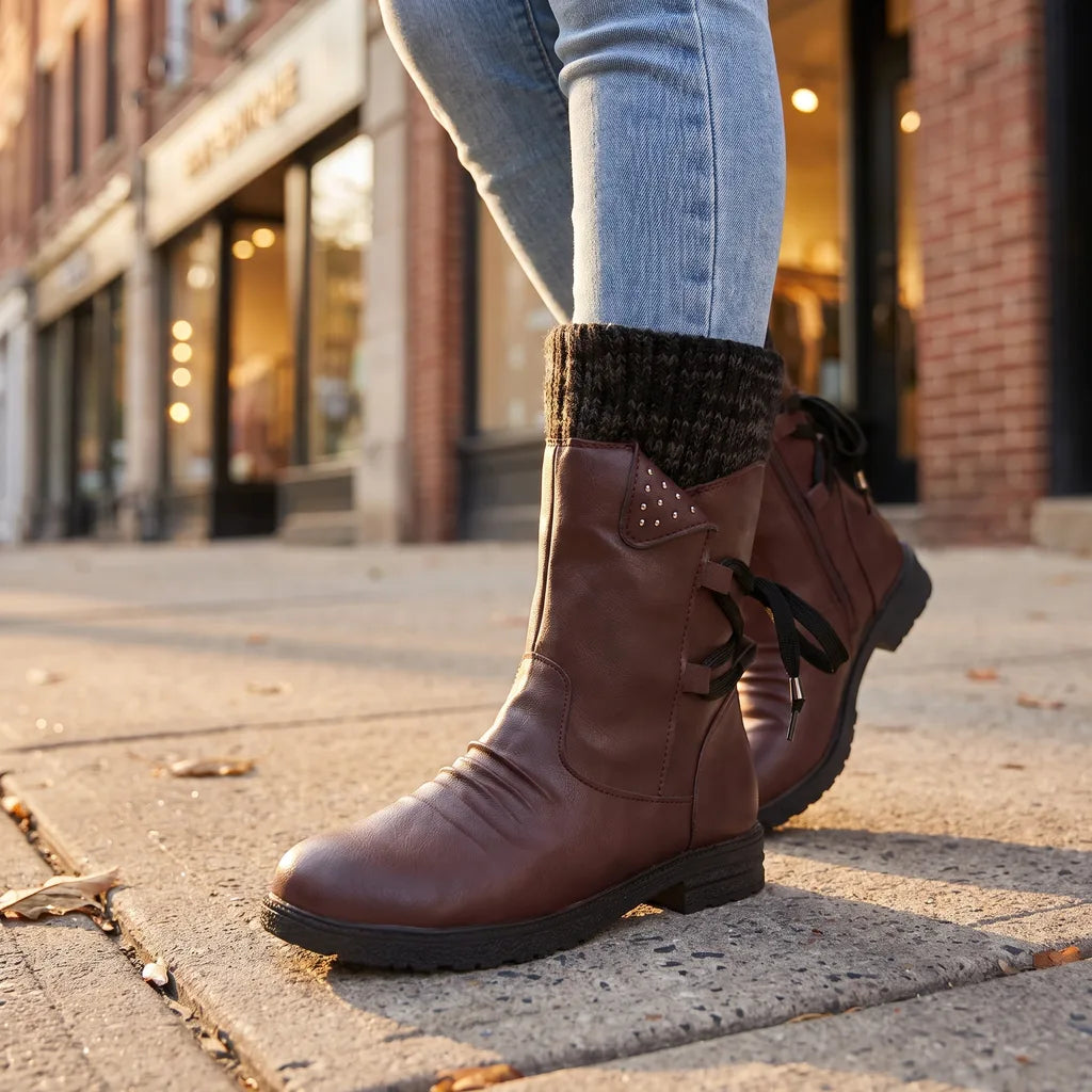 Women's Red Willoughby Chunky Mid-Calf Boots