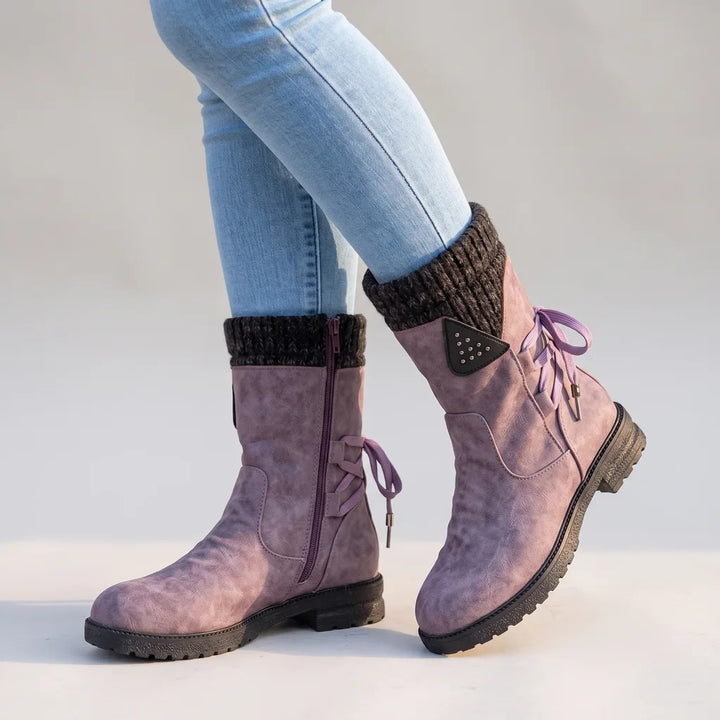 Marianne | Women's Orthopedic Mid-Calf Boots  - Color:Purple;Size:35