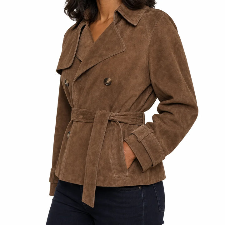Women's Brown Brandt Belted Short Jacket