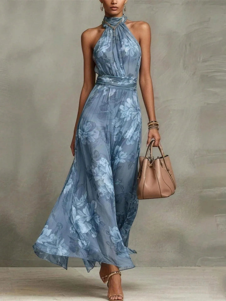 Marina | Women’s Floral Halter Maxi Dress - Color:Blue;Size:XS