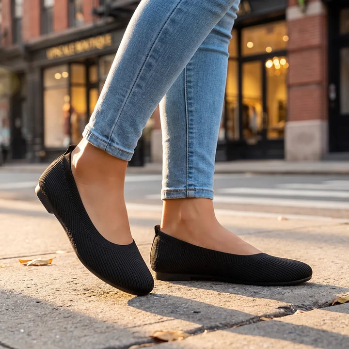 Marisol Knit Flats - Color:Black;Size:35