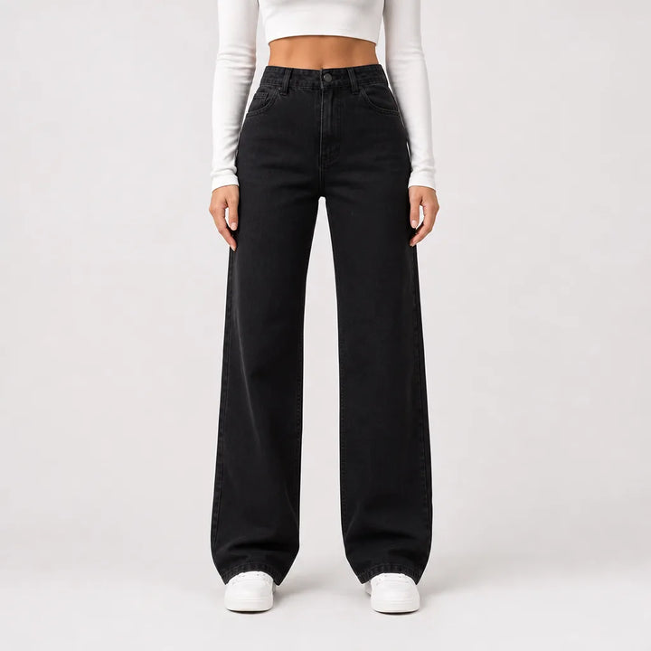 Marisol | Mom Jeans Baggy Wide Leg Jeans  - Color:Black;Size:XS