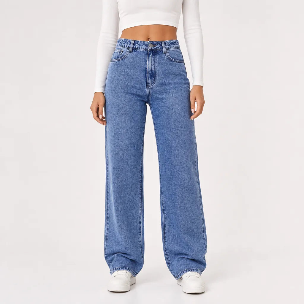 Marisol | Mom Jeans Baggy Wide Leg Jeans  - Color:Blue;Size:XS