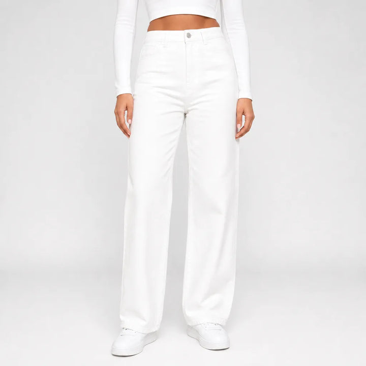 Marisol | Mom Jeans Baggy Wide Leg Jeans  - Color:White;Size:XS