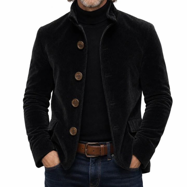 Marius | Stylish Warm Corduroy Jacket for Fall - Color:Black;Size:XS