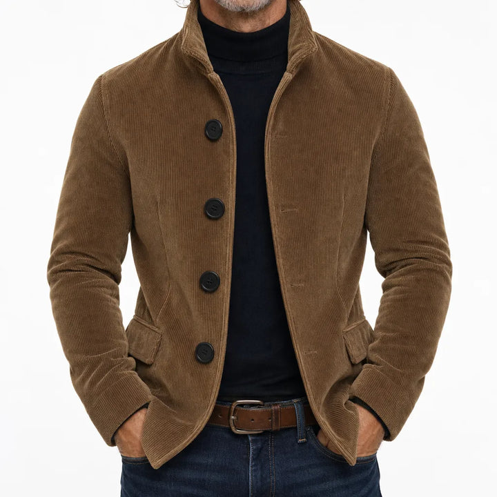 Marius | Stylish Warm Corduroy Jacket for Fall - Color:Brown;Size:XS