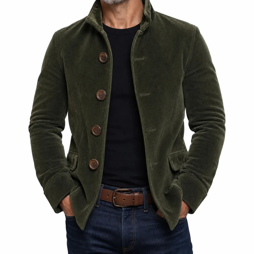 Marius | Stylish Warm Corduroy Jacket for Fall - Color:Green;Size:XS