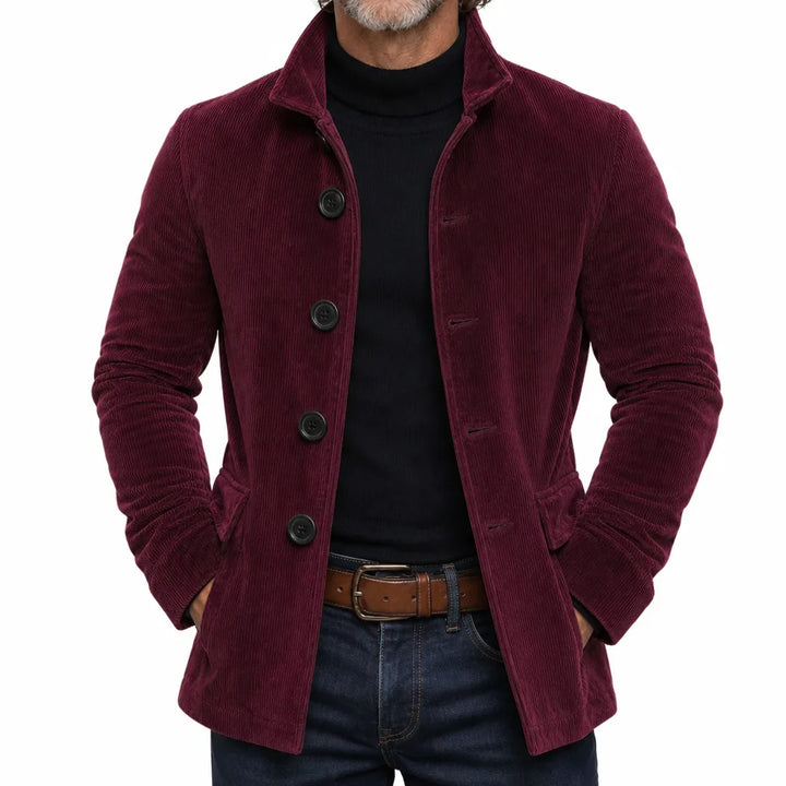 Marius | Stylish Warm Corduroy Jacket for Fall - Color:Rouge;Size:XS