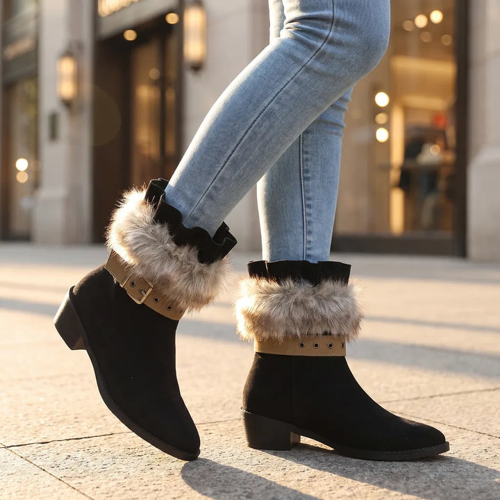 Women's Black Aldridge Buckle Ankle Boots