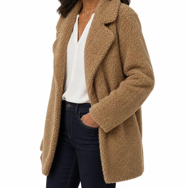 Women's Brown Newcomb Plush Long Coat
