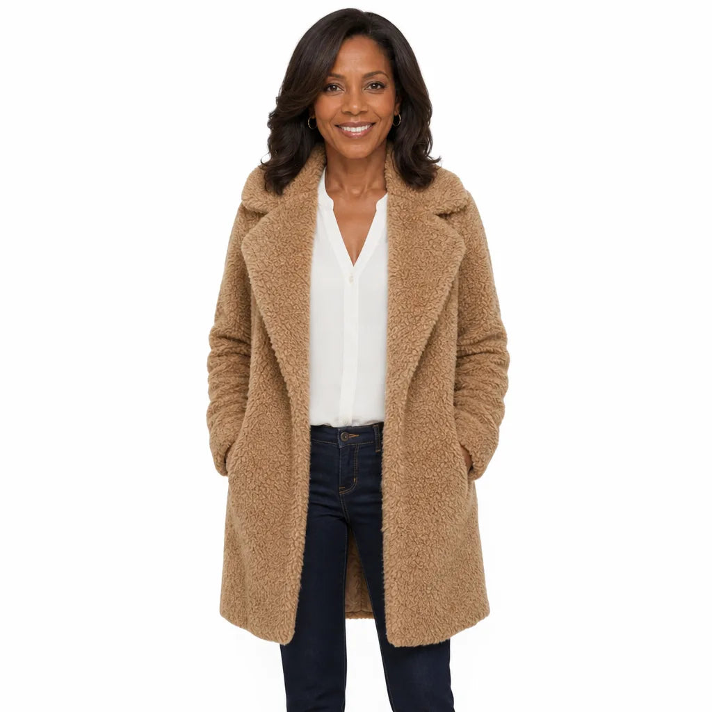 Women's Brown Newcomb Plush Long Coat