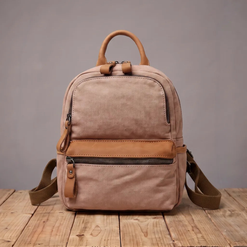 Marlowe | Mens Canvas Travel Backpack - Color:Beige