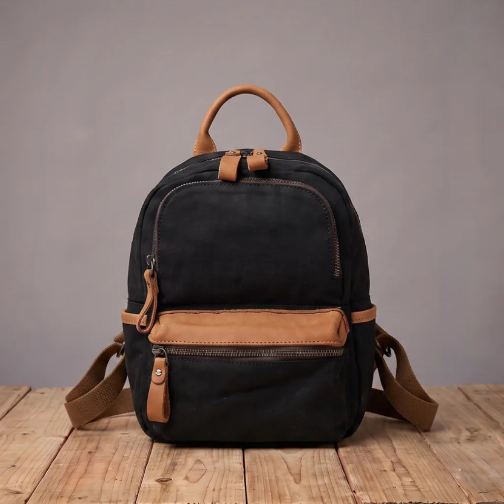 Marlowe | Mens Canvas Travel Backpack - Color:Black