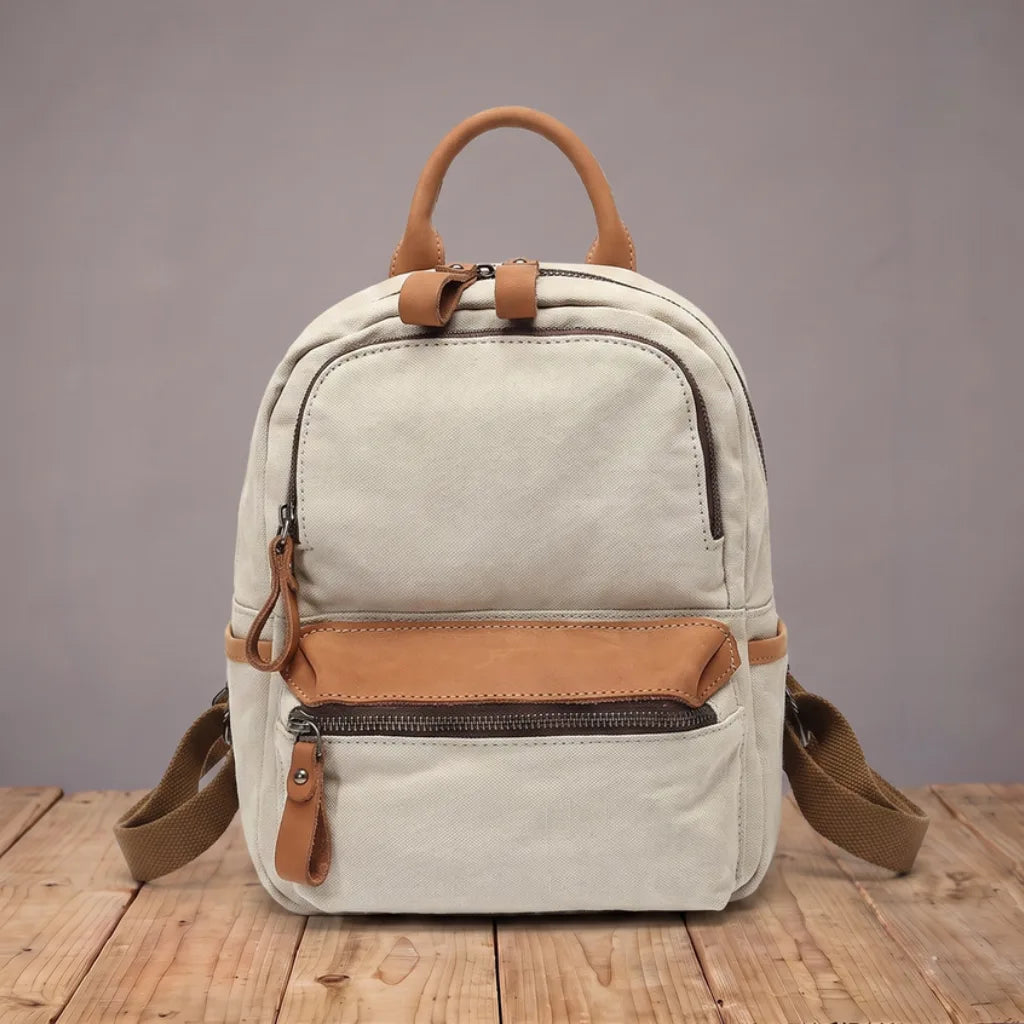 Marlowe | Mens Canvas Travel Backpack - Color:White