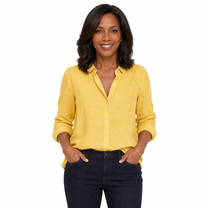 Women's Yellow Nash Relaxed Cotton Shirt