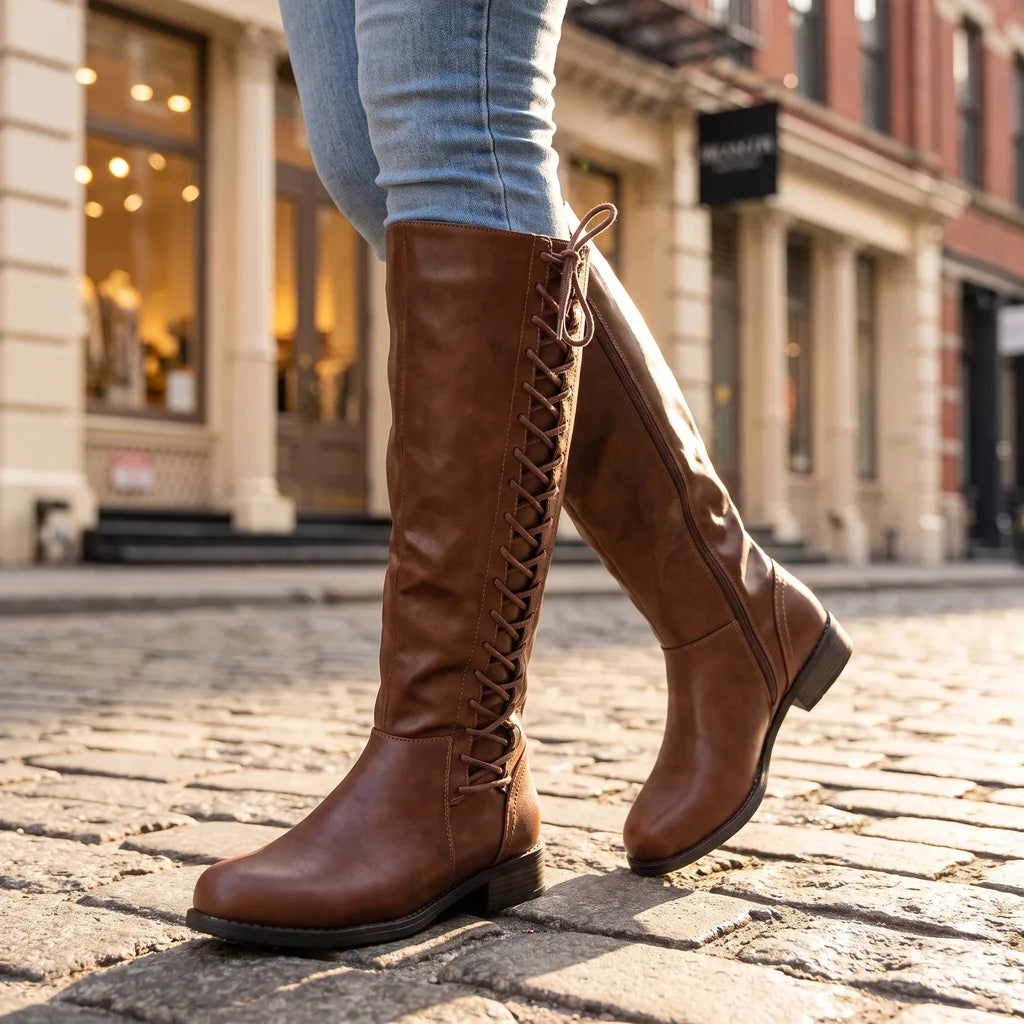 Marnie | Knee High Riding Boots - Color:Brown;Size:35