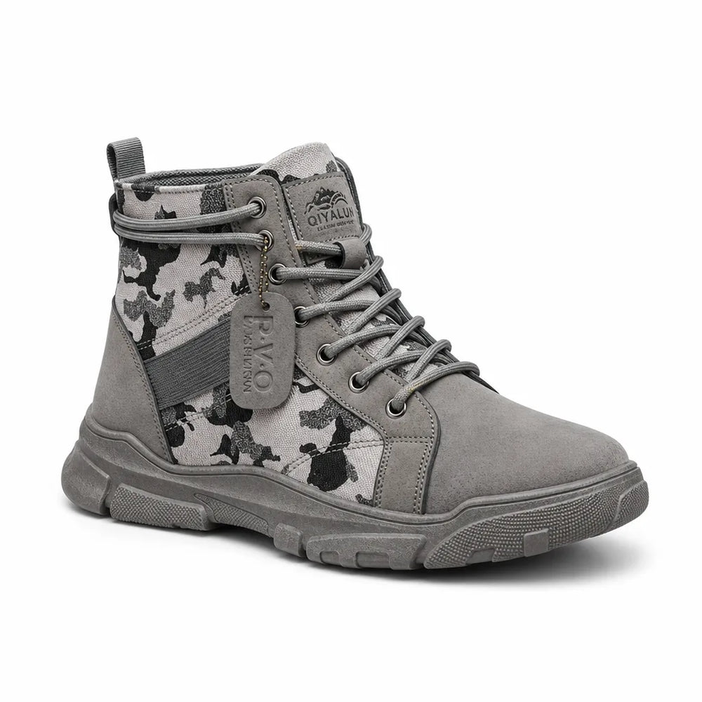 Men's Gray NL01 Violet Chunky Lace Up Boots