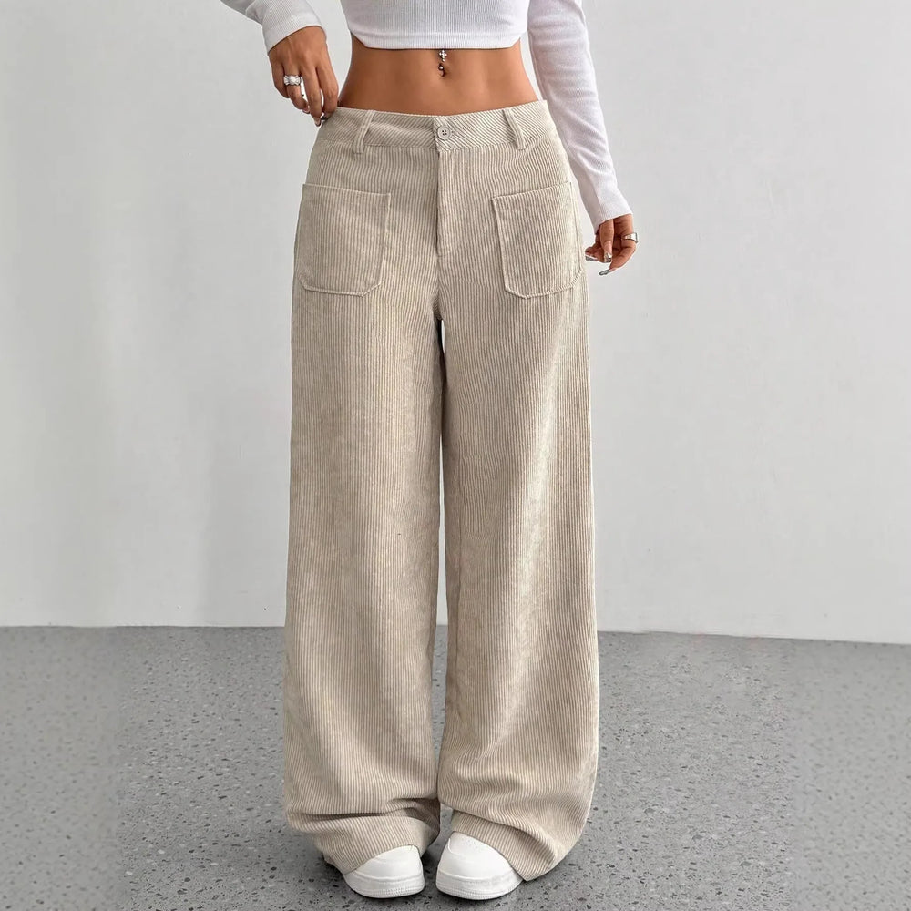 Mary | Women's High Waist Wide Leg Pants  - Size:XXS;Color:Apricot
