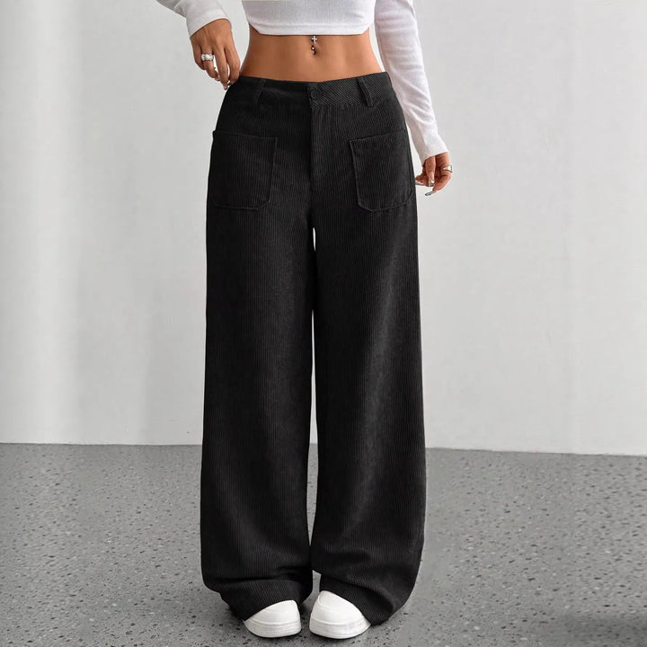 Mary | Women's High Waist Wide Leg Pants  - Size:XXS;Color:Black