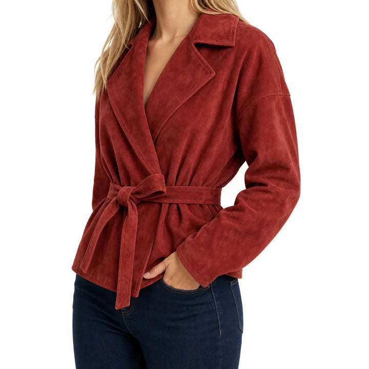 Women's Red Booth Tie Waist Jacket