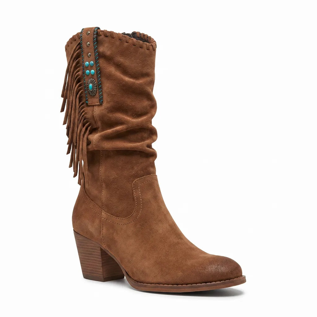 Women's Brown Whalen Fringe Tall Boots