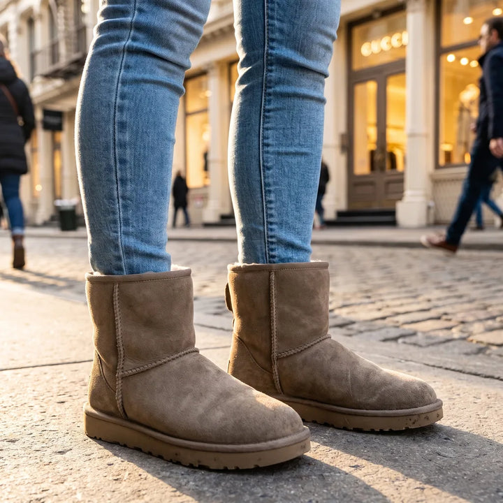 Matilda Wool Leather Snow Boots - Color:Brown;Size:35
