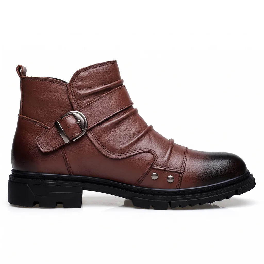 Men's Brown Gorham Leather Combat Boots