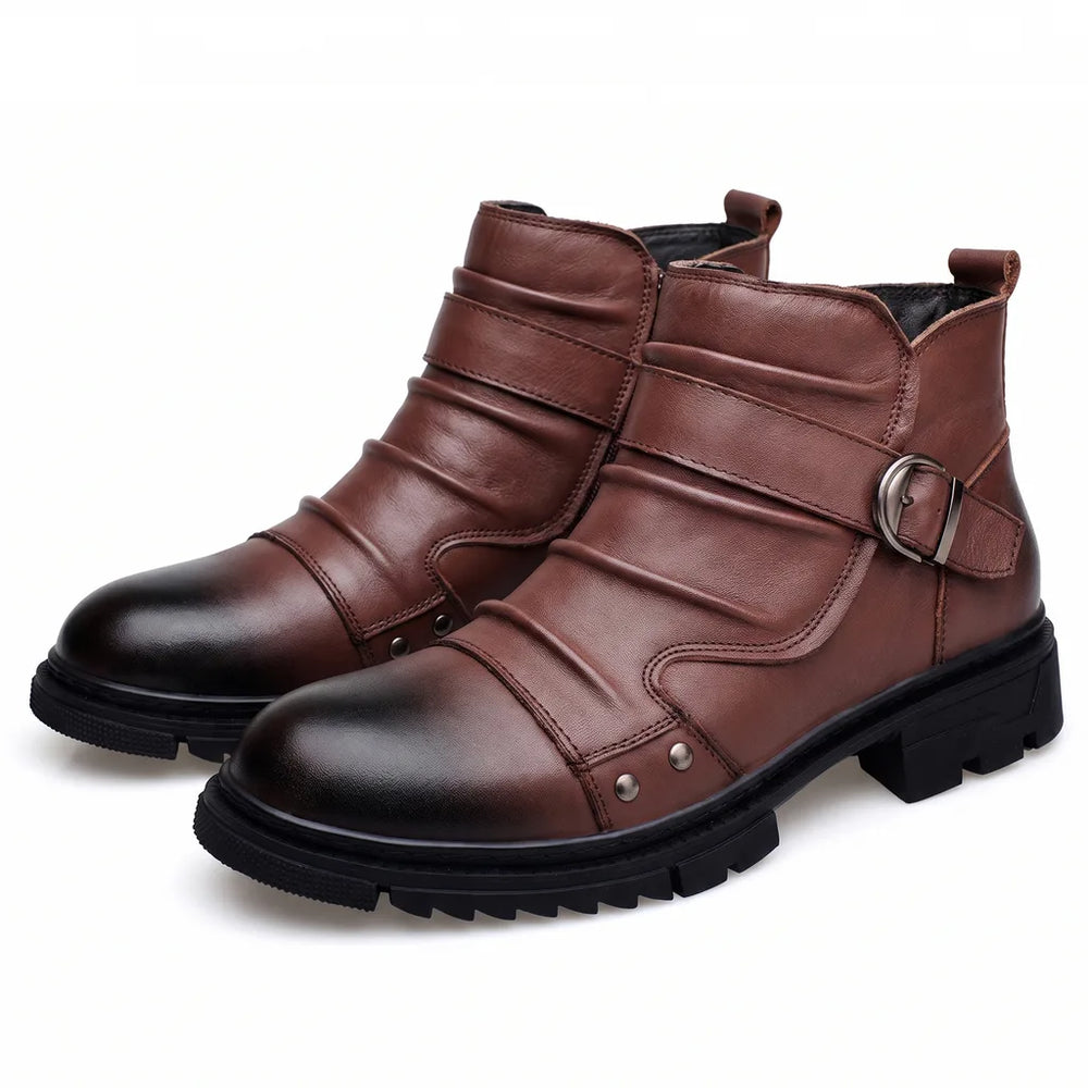 Men's Brown Gorham Leather Combat Boots