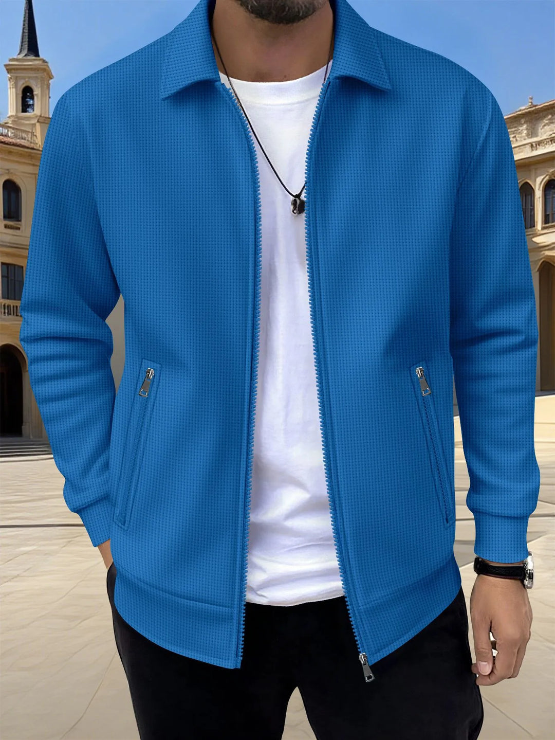 Maxwell | Men's Tailored Knit Cardigan - Color:Blue;Size:XS