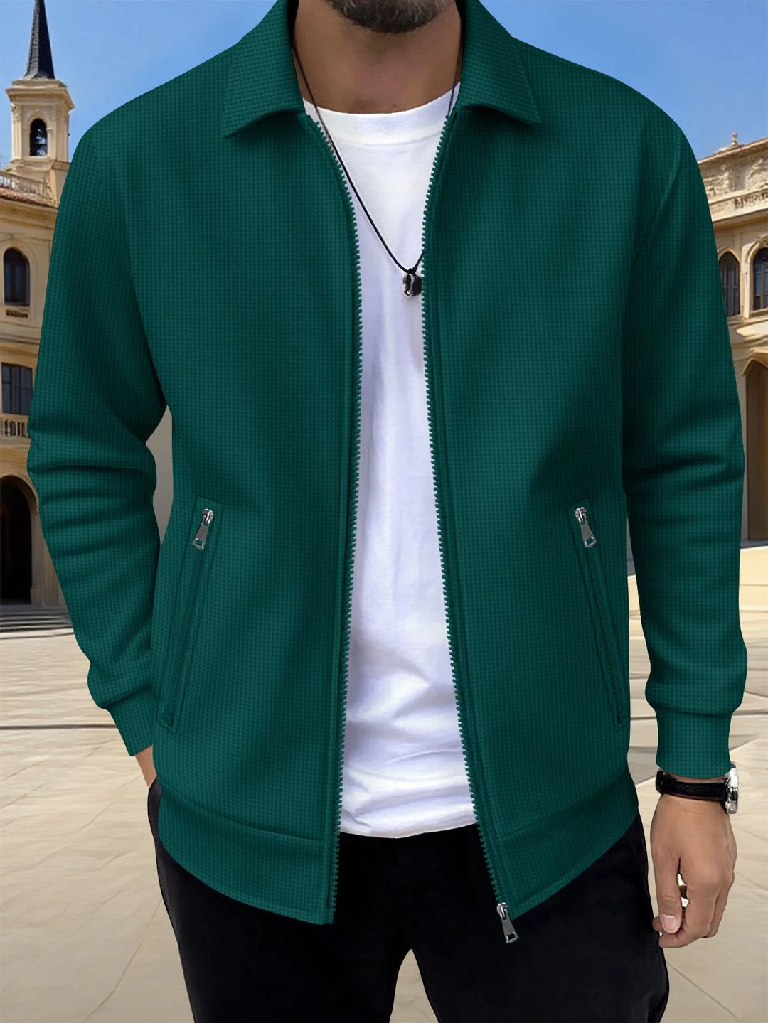 Maxwell | Men's Tailored Knit Cardigan - Color:Dark Green;Size:XS