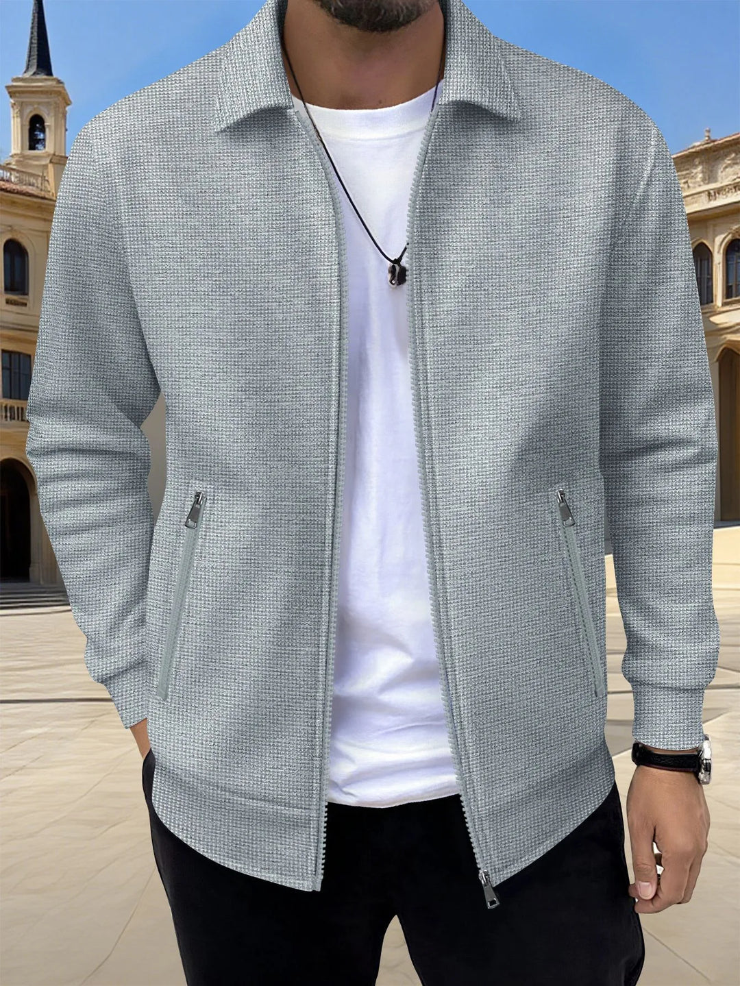 Maxwell | Men's Tailored Knit Cardigan - Color:Grey;Size:XS