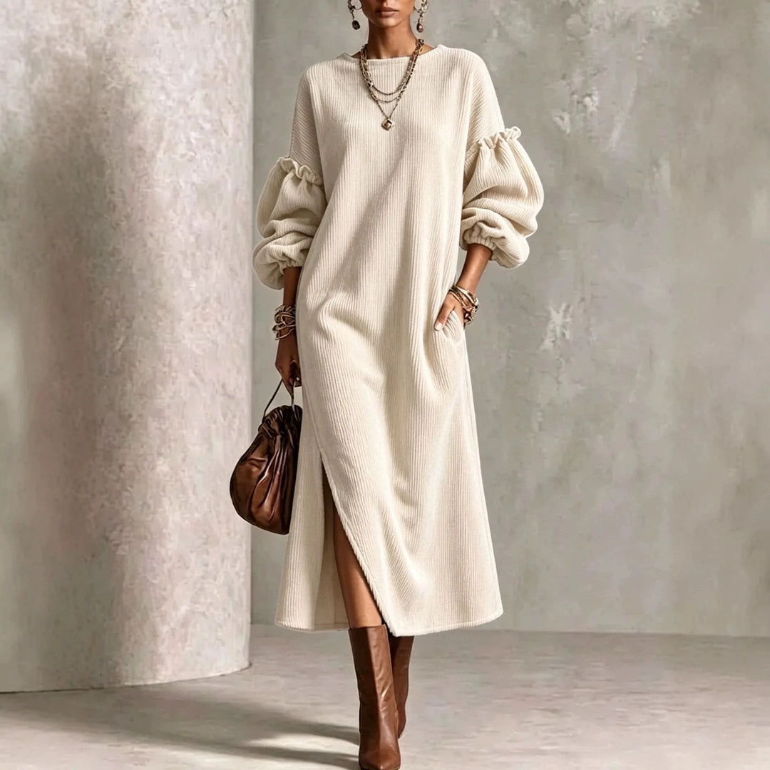 Megan | Women's Puff-Sleeve Maxi Dress - White