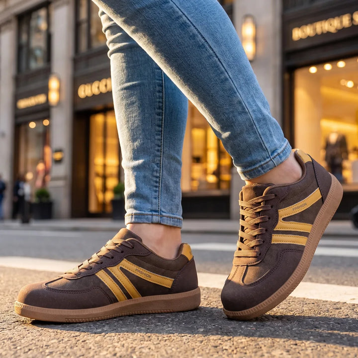 Mila Lightweight Sneakers - Color:Brown;Size:36