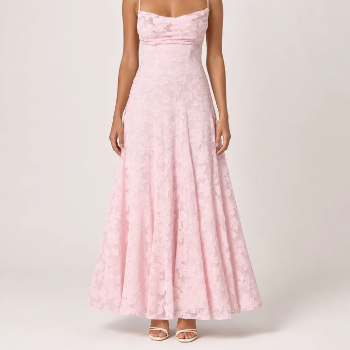 Émilienne | Women's Fall Wedding Guest Maxi Dress - Color:Pink;Size:XXS