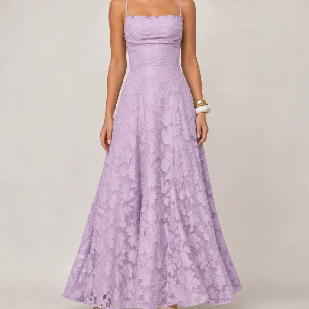 Émilienne | Women's Fall Wedding Guest Maxi Dress - Color:Purple;Size:XXS