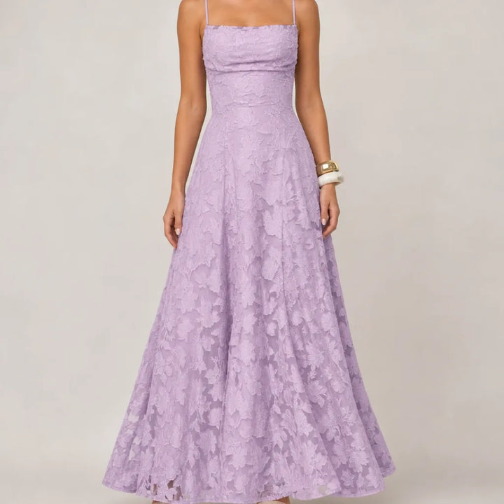 Émilienne | Women's Fall Wedding Guest Maxi Dress - Color:Purple;Size:XXS
