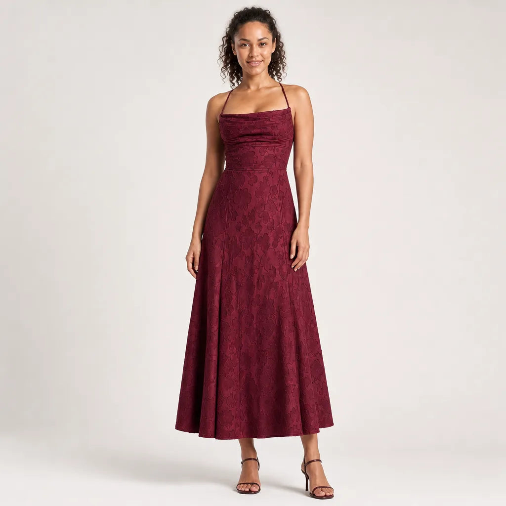 Women's Red Wells Strappy Maxi Dress