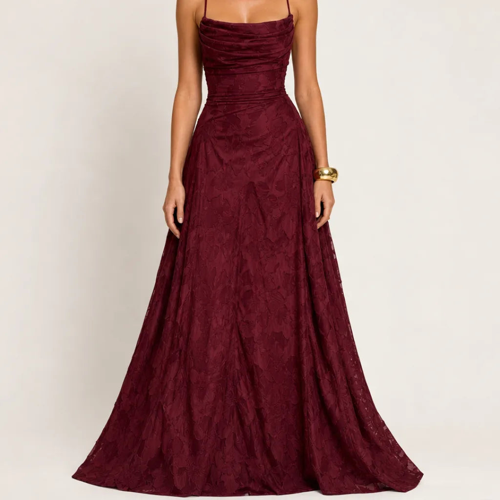 Émilienne | Women's Fall Wedding Guest Maxi Dress - Color:Red;Size:XXS