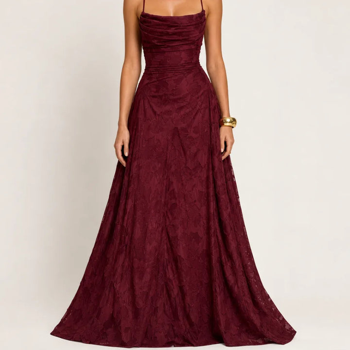 Émilienne | Women's Fall Wedding Guest Maxi Dress - Color:Red;Size:XXS