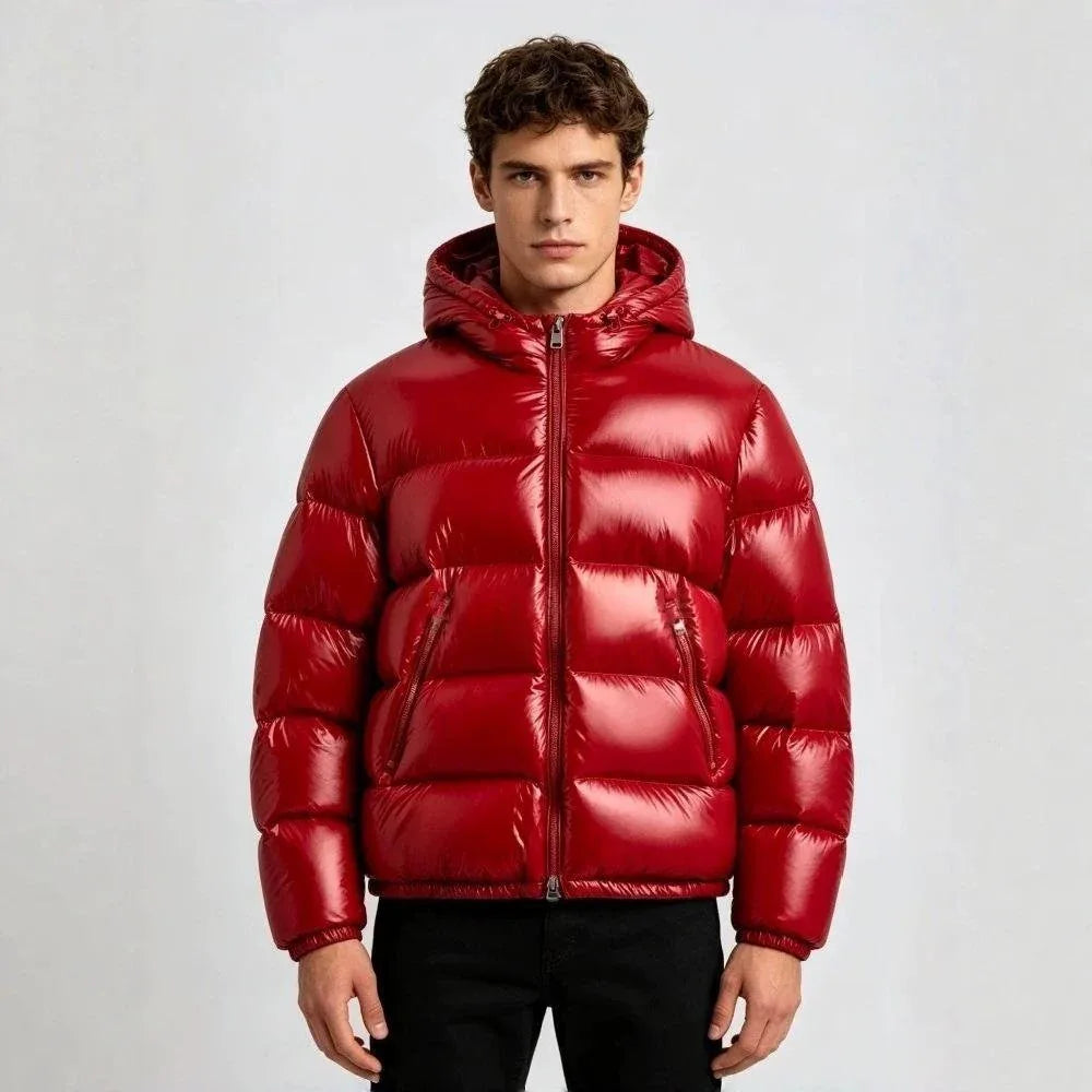 Miller | Men's Hooded Puffer Jacket - Color:Red;Size:XXS