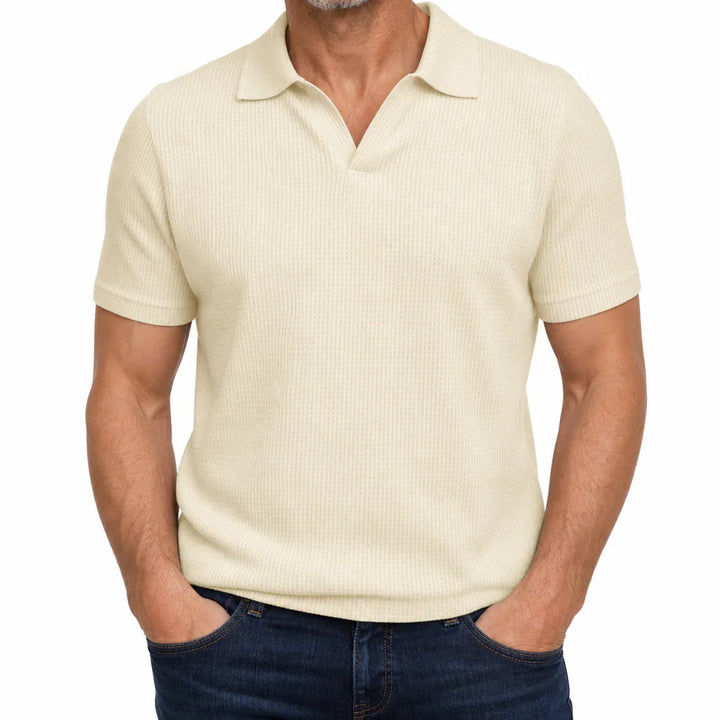 Milo | Men's Fall Knit Polo Shirt - Color:Beige;Size:S