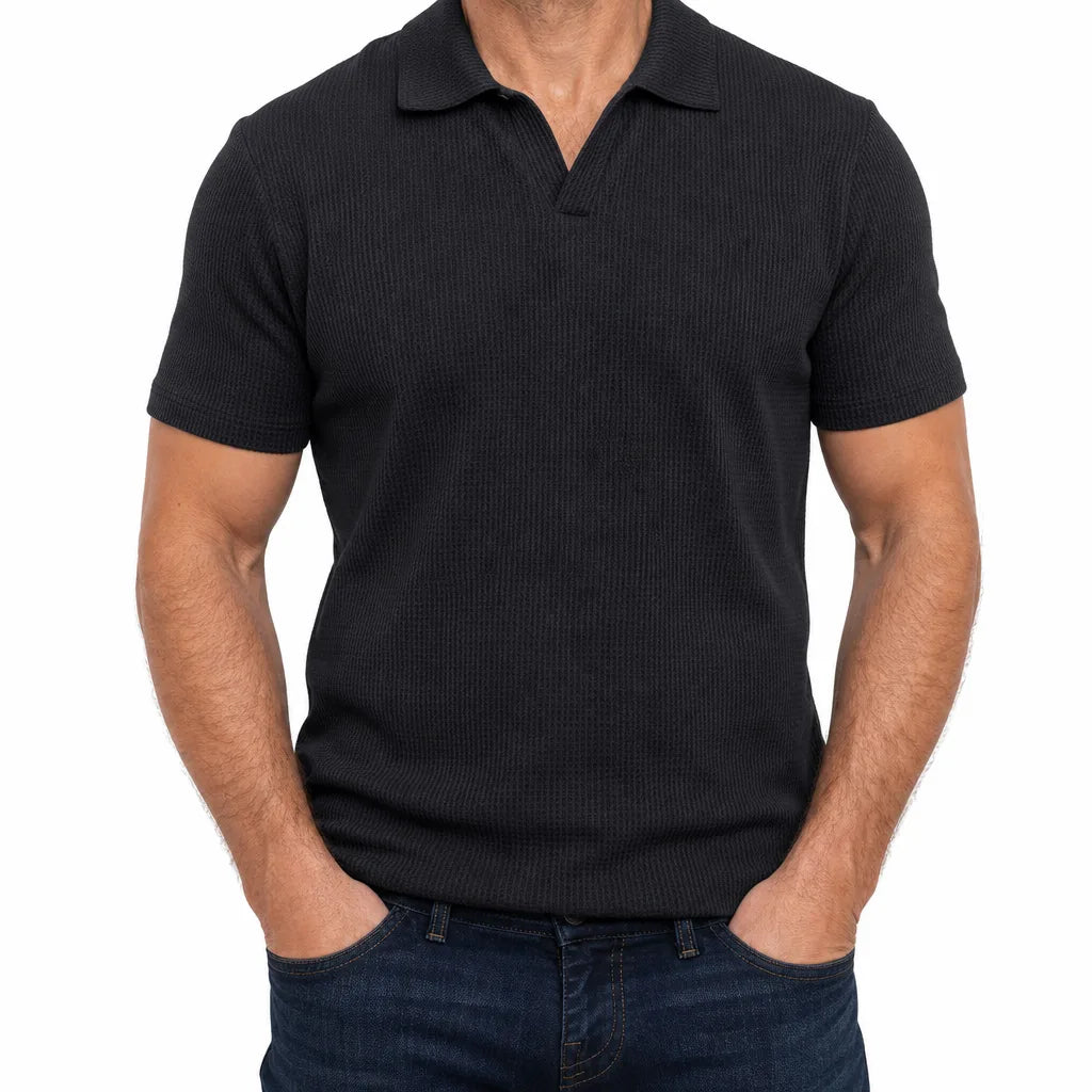 Milo | Men's Fall Knit Polo Shirt - Color:Black;Size:S
