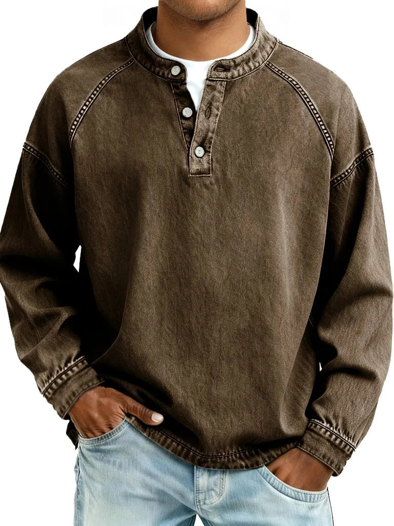 Milton | Men's Casual Vintage Sweater - Color:Brown;Size:XS