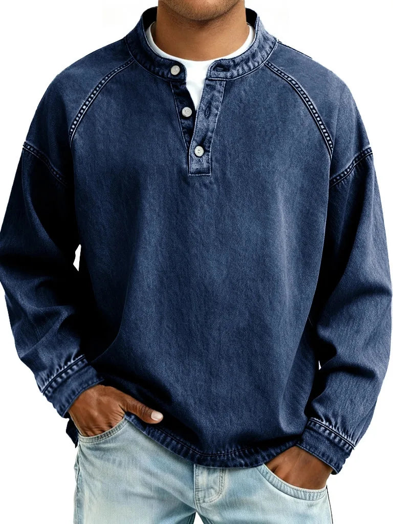 Milton | Men's Casual Vintage Sweater - Color:Dark Blue;Size:XS